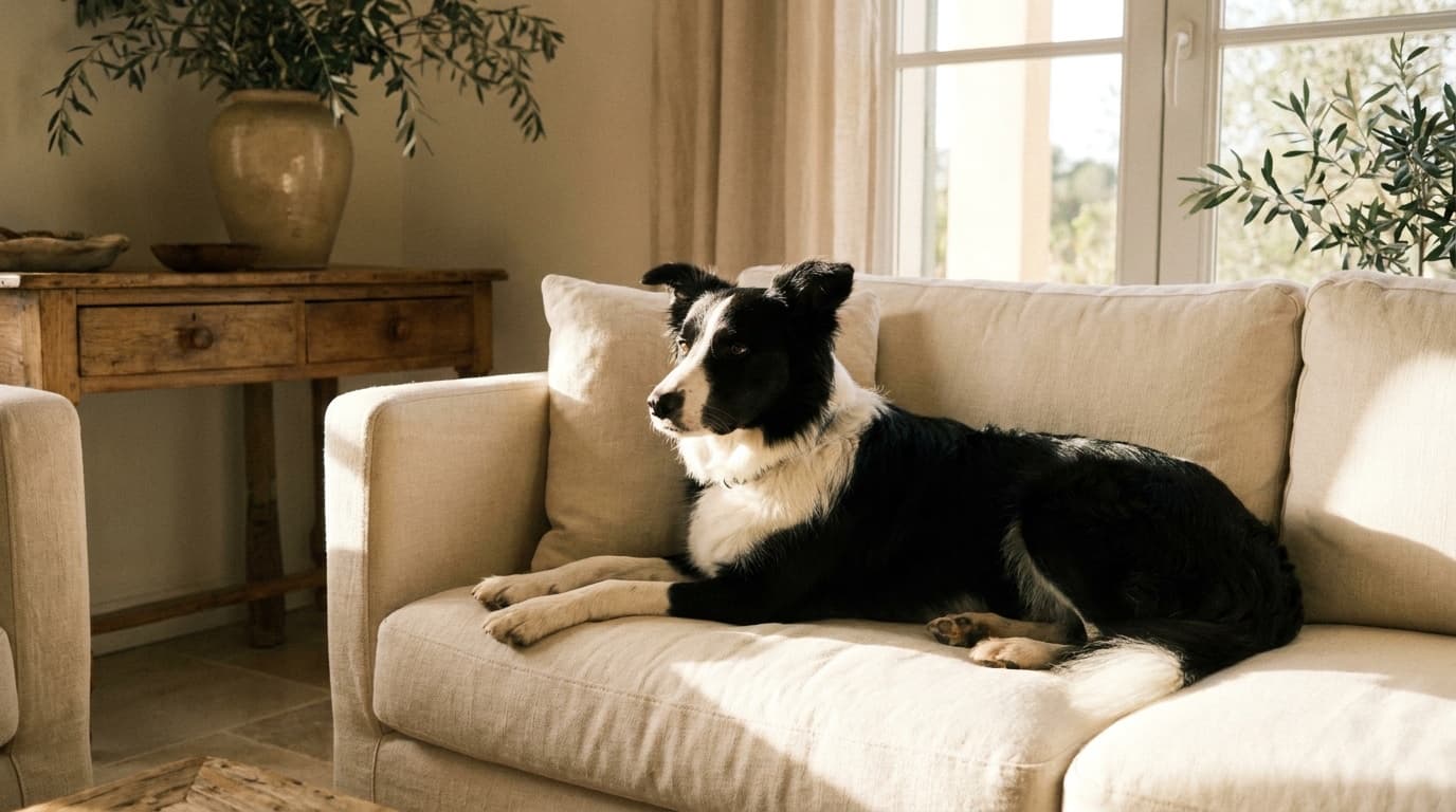 Border collie en casa